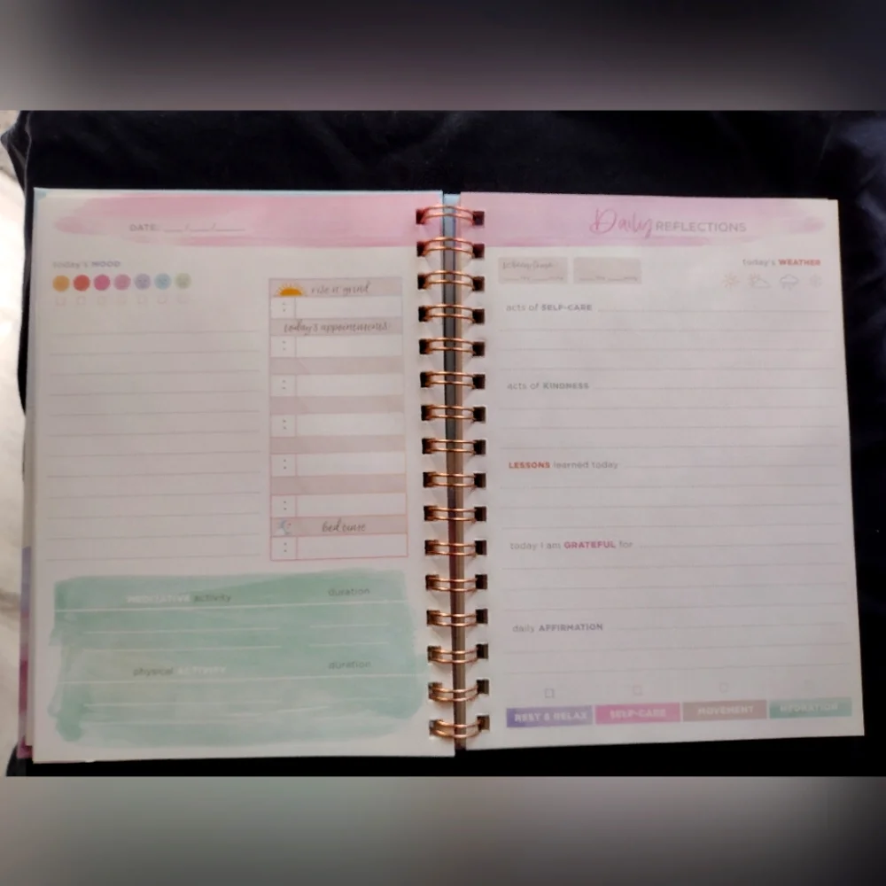 Mindgreen Wellness Journal - Pastel Watercolor Spiral Notebook - Picture 8 of 8